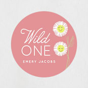 "Daisy Smiles" - Children's Birthday Party Stickers in Petal by Baumbirdy - Front