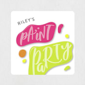 "Let's Get Creative!" - Children's Birthday Party Stickers in Highlighter by Olivia Goree - Front