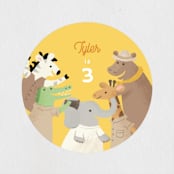 "birthday safari" - Children's Birthday Party Stickers in Grasshopper by Jennifer Wick - In Use