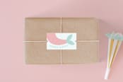 "Sweet Mermaid" - Children's Birthday Party Stickers in Coral by Angela Thompson - Front