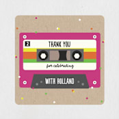 "Retro Cassette " - Children's Birthday Party Stickers in Fuchsia by Erica Krystek - Front