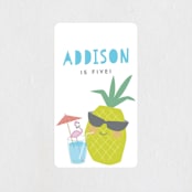 "Party like a pineapple" - Children's Birthday Party Stickers in Blue Hawaiian by Karidy Walker - Front