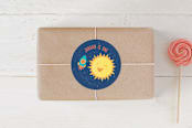 "Around the Sun" - Children's Birthday Party Stickers in Midnight by Cat Caudillo - Front