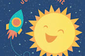 "Around the Sun" - Children's Birthday Party Stickers in Midnight by Cat Caudillo - In Use