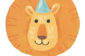 "Animal Safari" - Children's Birthday Party Stickers in Pumpkin by Shannon Chen of Four Wet Feet Studio - In Use