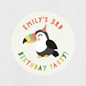 "Toucan" - Children's Birthday Party Stickers in Sorbet by Jen Banks - Front