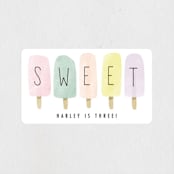 "sweet fun in the sun" - Children's Birthday Party Stickers in Rainbow by Karidy Walker - Front