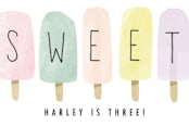 "sweet fun in the sun" - Children's Birthday Party Stickers in Rainbow by Karidy Walker - In Use
