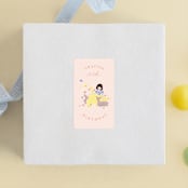 "Disney's Snow White & Forest Friends" - Children's Birthday Party Stickers in Peach by Angela Thompson - Front