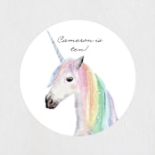 "rainbow unicorn" - Children's Birthday Party Stickers in Peony by Cass Loh - Front