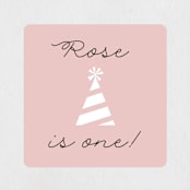 "Party.Time." - Children's Birthday Party Stickers in Pearl by Hudson meet Rose - Front
