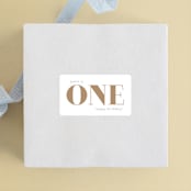 "i am one" - Children's Birthday Party Stickers in Goldenrod by Phrosné Barwood - Front