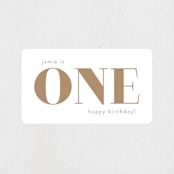 "i am one" - Children's Birthday Party Stickers in Goldenrod by Phrosné Barwood - In Use