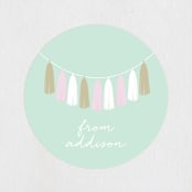 "Gilded Garland" - Children's Birthday Party Stickers in Peppermint by Angela Thompson - Front