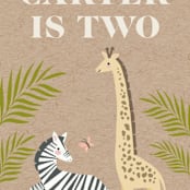 "safari party animals" - Children's Birthday Party Stickers in Linen by Karidy Walker - In Use