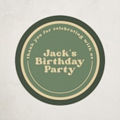 "One Happy Camper" - Children's Birthday Party Stickers in Sage by Creo Study - Front