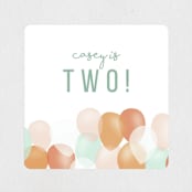"balloons in two" - Children's Birthday Party Stickers in Sky by Angela Garrick - Front