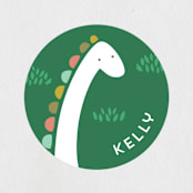 "Dinotastic" - Children's Birthday Party Stickers in Palm by Laura Hankins - Front