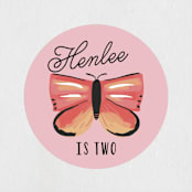"birthday butterfly" - Children's Birthday Party Stickers in Coral by Rebecca Durflinger - Front