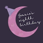 "Late Over" - Children's Birthday Party Stickers in Mixed Berry by Amy Payne - In Use