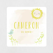 "Little Sunshine" - Children's Birthday Party Stickers in Blush by Karidy Walker - Front