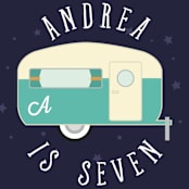 "Retro Camper" - Children's Birthday Party Stickers in Midnight by Hudson meet Rose - In Use
