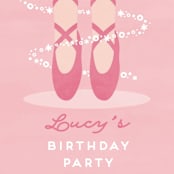 "Let's Plie" - Children's Birthday Party Stickers in Bubblegum by Jen Banks - In Use