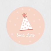 "Pizza Party Hat" - Children's Birthday Party Stickers in Coral by Lauren Chism - Front