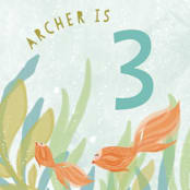 "Sea Party" - Children's Birthday Party Stickers in Sea Weed by Grace Kreinbrink - In Use