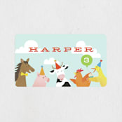 "farm animal friends" - Children's Birthday Party Stickers in Robin’s Egg by Jennifer Wick - Front