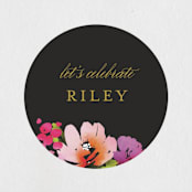 "Butterfly Garden" - Children's Birthday Party Stickers in Peony by Angela Marzuki - Front