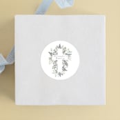 "Foliage Cross" - Children's Birthday Party Stickers in Eucalyptus by Hudson meet Rose - Front