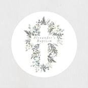 "Foliage Cross" - Children's Birthday Party Stickers in Eucalyptus by Hudson meet Rose - In Use