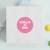 "The Big One" - Children's Birthday Party Stickers in Rose by Baumbirdy - Front