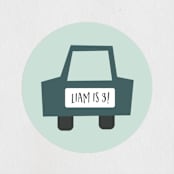 "Shiny Cars" - Children's Birthday Party Stickers in Aqua by Amy Payne - Front