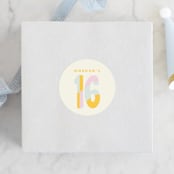 "Sweet Type" - Children's Birthday Party Stickers in Vanilla by Baumbirdy - Front