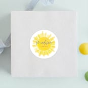 "Little Sunshine" - Children's Birthday Party Stickers in Marshmallow by Rebecca Durflinger - Front