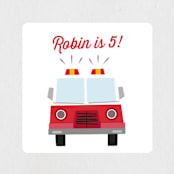 "Engine Number Five" - Children's Birthday Party Stickers in Cherry by Anna Elder - Front