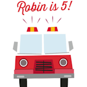 "Engine Number Five" - Children's Birthday Party Stickers in Cherry by Anna Elder - In Use