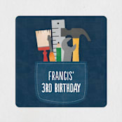 "Tool Pocket" - Children's Birthday Party Stickers in Denim by Erica Krystek - Front
