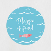 "Darling Mermaid" - Children's Birthday Party Stickers in Bubblegum by Oscar and Emma - Karly Depew - Front