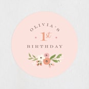 "Freshly cut flowers" - Children's Birthday Party Stickers in Carnation by Jennifer Wick - Front