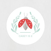 "Little Love Bug" - Children's Birthday Party Stickers in Ladybug by Gia Graham - Front