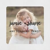 "Double Painted" - Children's Birthday Party Stickers in Charcoal by Chasity Smith - Front