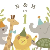 "Animals on parade" - Children's Birthday Party Stickers in Pear by Jennifer Wick - In Use
