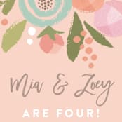 "Blooming Peonies" - Children's Birthday Party Stickers in Peach by Jennifer Wick - In Use