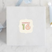 "Bold Type" - Children's Birthday Party Stickers in Cranberry by Baumbirdy - Front