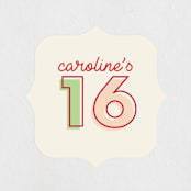 "Bold Type" - Children's Birthday Party Stickers in Cranberry by Baumbirdy - In Use