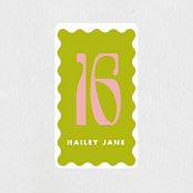 "wavy frame" - Children's Birthday Party Stickers in Key Lime by Baumbirdy - In Use