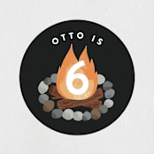 "Bonfire" - Children's Birthday Party Stickers in Onyx by Alethea and Ruth - In Use